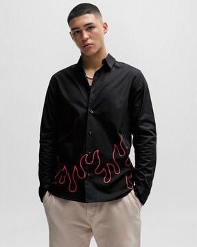 flame artwork relaxed fit shirt