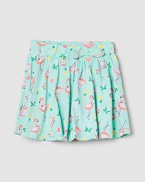 flamingo print a-line skirt