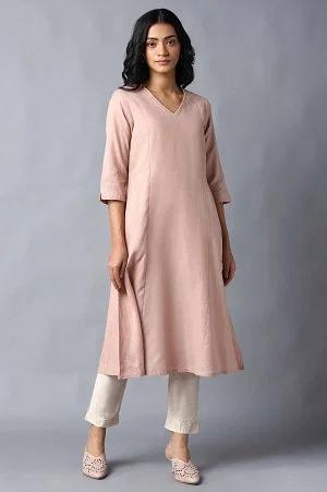 flamingo pink a-line kurta