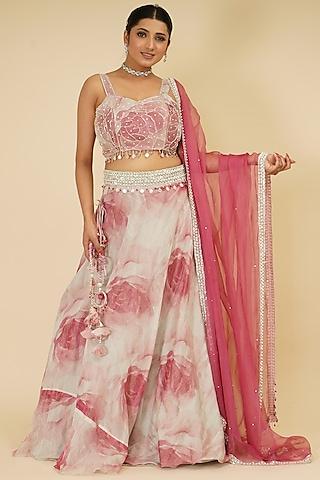 flamingo pink digital printed lehenga set