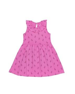 flamingo print a-line dress