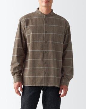 flannel stand collar shirt