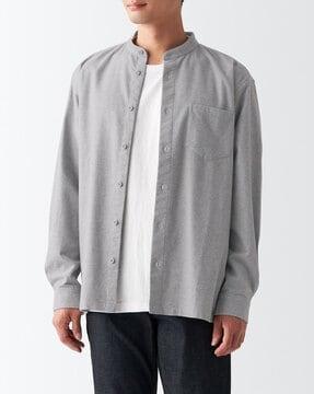 flannel stand collar shirt