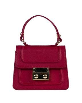 flap-over satchel with detachable chain