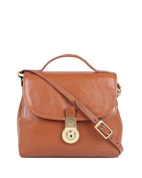 flap-over satchel with detachable strap