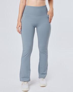 flared flat-front pants
