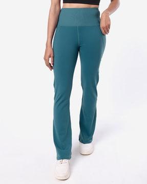 flared track pants with elasticated waist