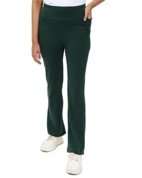 flared track pants with elasticated waist