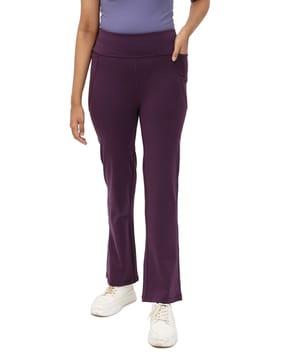 flared track pants with elasticated waistband