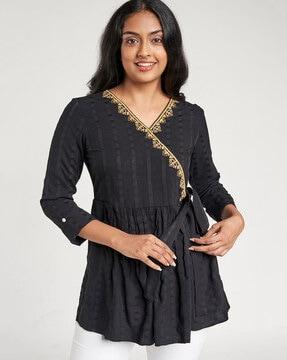 flared tunic with side tie-up