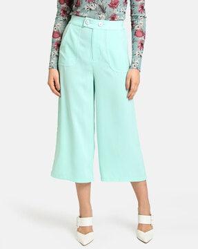 flared culottes with button closure