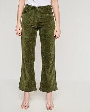 flared flat-front corduroy pants