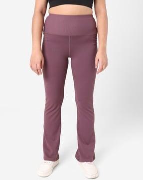 flared flat-front pants