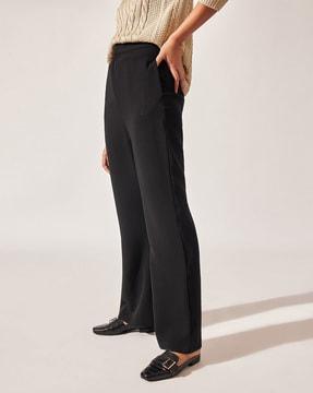 flared flat-front pants