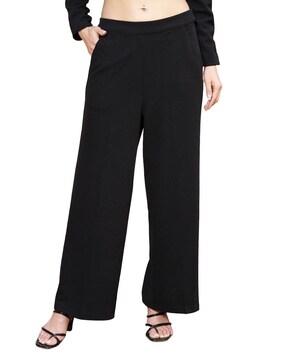 flared flat-front trousers