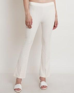 flared flat-front trousers