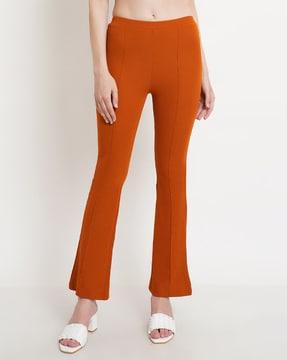 flared flat-front trousers