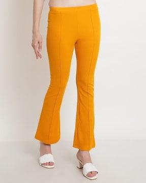 flared flat-front trousers