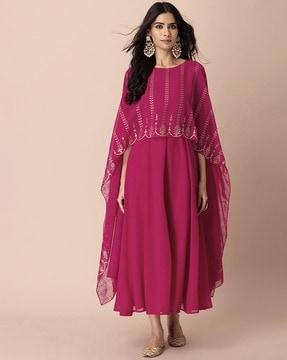 flared kurta with attached dupatta