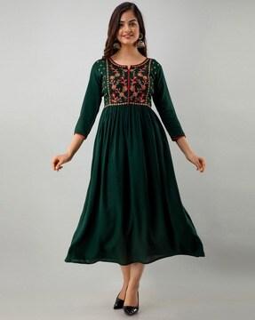 flared kurta with embroidery