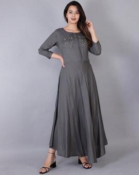 flared kurta with floral embellished