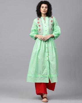 flared kurta with front buttons