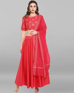 flared lehenga choli set & dupatta