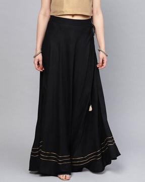 flared maxi skirt with striped hem