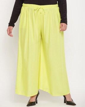 flared palazzos with elasticated drawstring waist