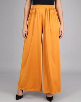 flared palazzos with elasticated waist