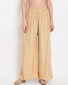 flared palazzos with elasticated waistband