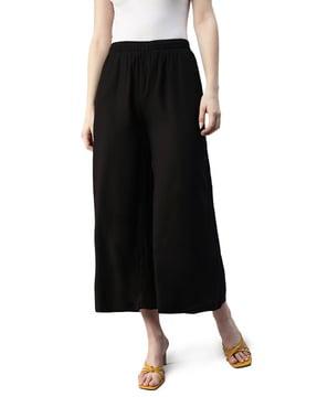 flared pants with elasticated waist