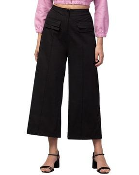 flared pants with semi-elasticated waist