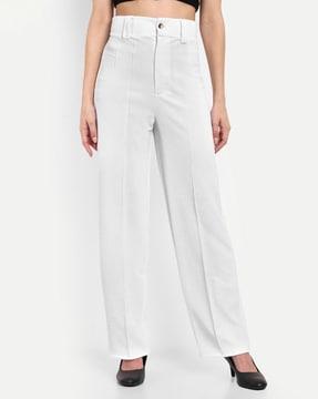 flared pleat-front trousers