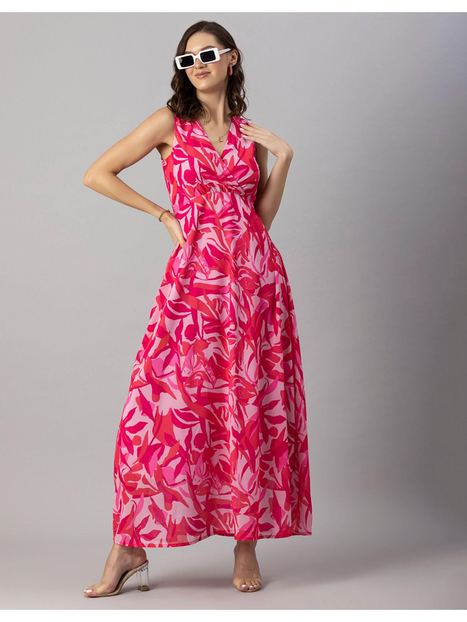 flared printed sleeveless maxi dress