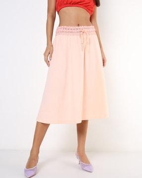 flared skirt with drawstring waist