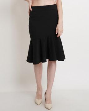 flared skirt with frayed hems