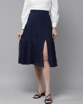 flared skirt with front slit