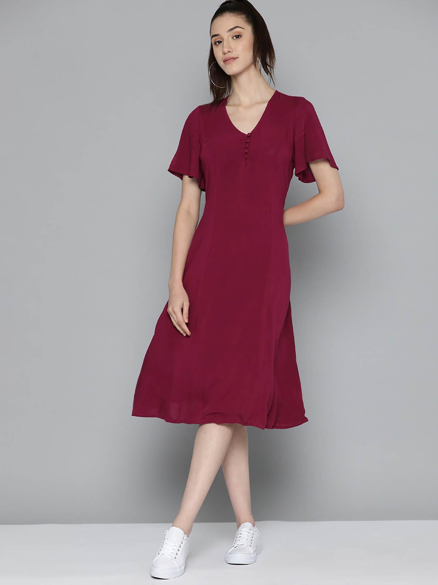 flared sleeve a-line dress