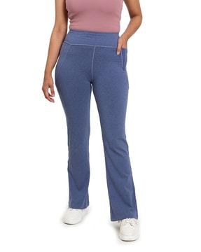 flared track pants with elasticated waistband