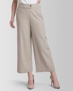 flared trousers with concealed zip closure