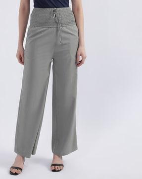 flared trousers with drawstring closure