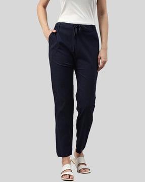 flared trousers with elasticated waist