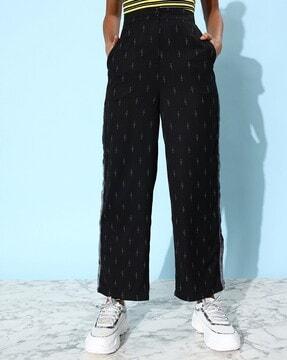 flared trousers with side buttons
