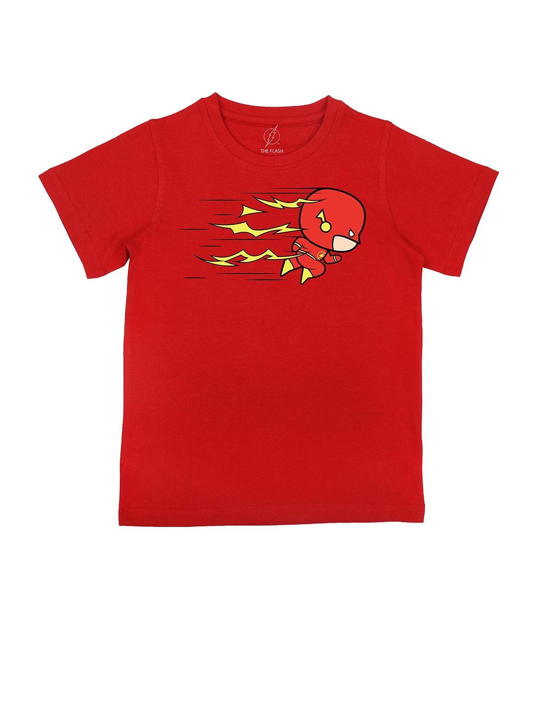 flash boys red printed pure cotton t-shirt