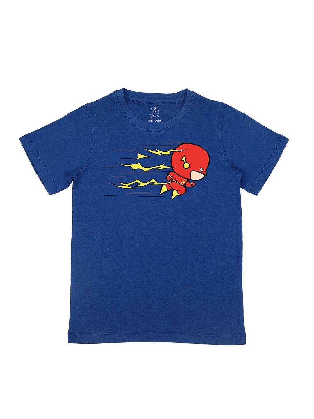 flash boys royal blue henley neck applique animated graphic print t shirt