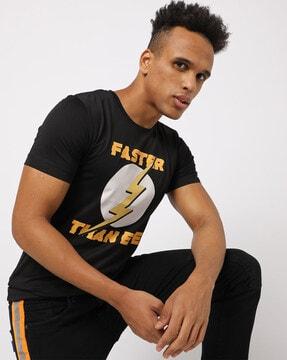 flash print crew-neck slim fit t-shirt