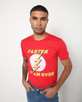 flash print crew-neck slim fit t-shirt