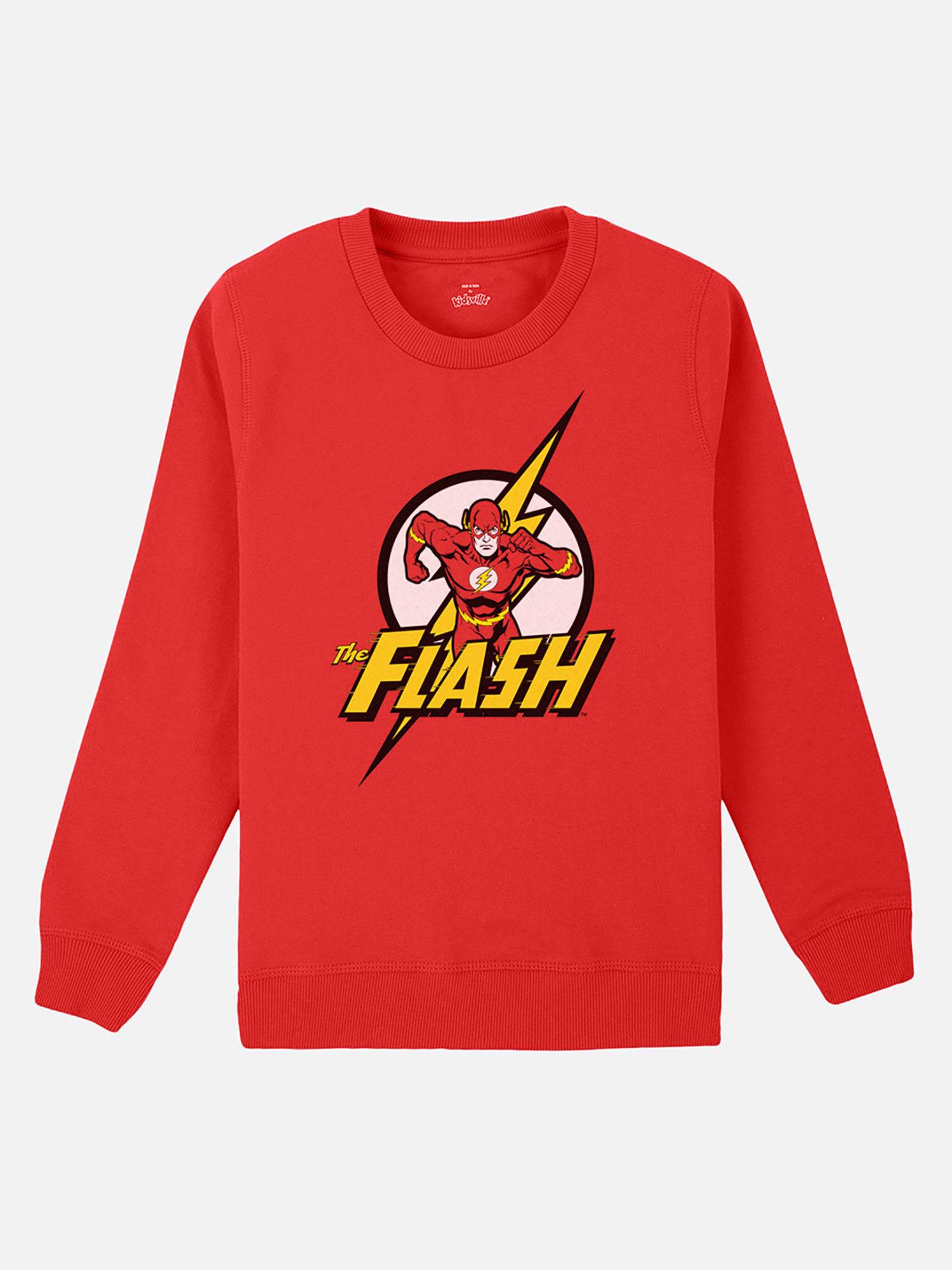 flash printed red full sleeve sweater