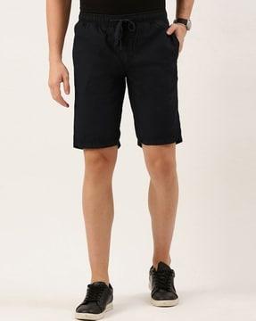 flat front bermuda shorts with elasticated drawstring waist